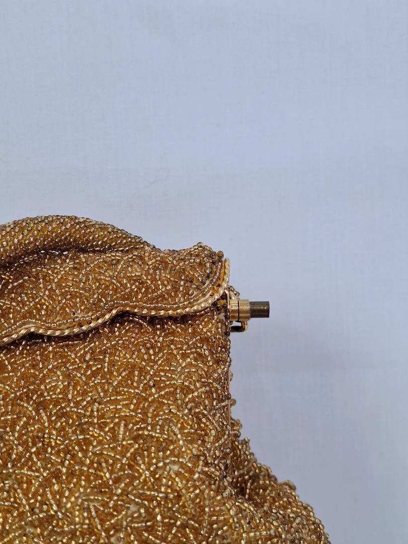 Assorted Brands Gold Beaded Fold Over Clasp Mini Bag