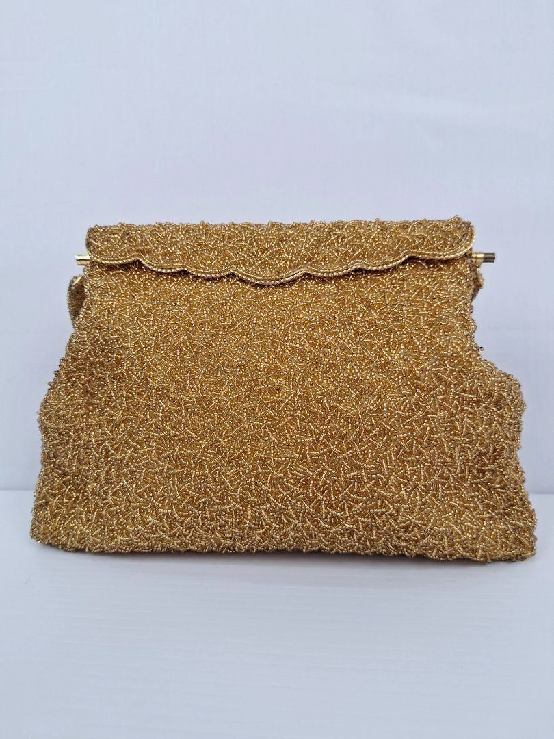 Assorted Brands Gold Beaded Fold Over Clasp Mini Bag
