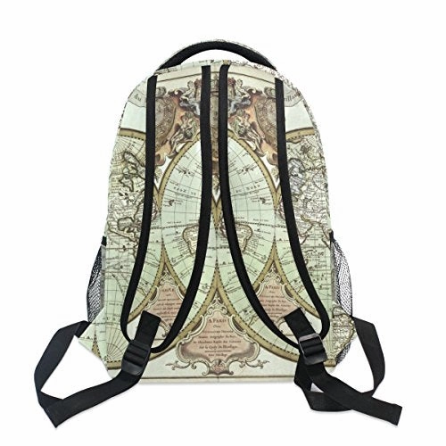 Backpack Travel Vintage World Map School Bookbags Shoulder Laptop Daypack College Bag for Womens