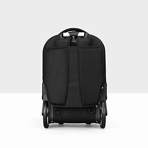 Backpack with Wheels Multi-Compartment Nylon Waterproof Business, Rolling Backpack Hand Cabin Luggage Men Laptop Rucksack with Anti-Theft Zippers,Black