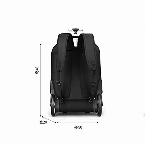 Backpack with Wheels Multi-Compartment Nylon Waterproof Business, Rolling Backpack Hand Cabin Luggage Men Laptop Rucksack with Anti-Theft Zippers,Black