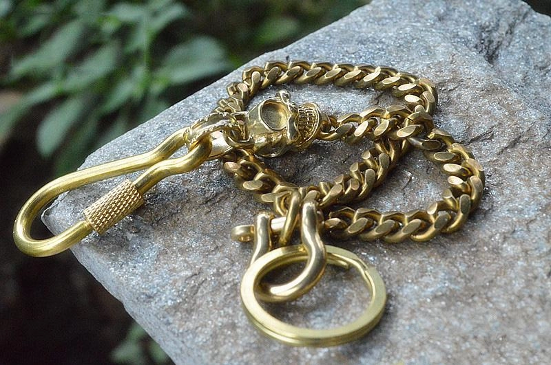 Badass Brass Copper Skull Mens Pants Chain Biker Wallet Chain 18?jeans chain jean chain For Men