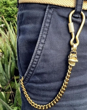 Badass Brass Copper Skull Mens Pants Chain Biker Wallet Chain 18?jeans chain jean chain For Men
