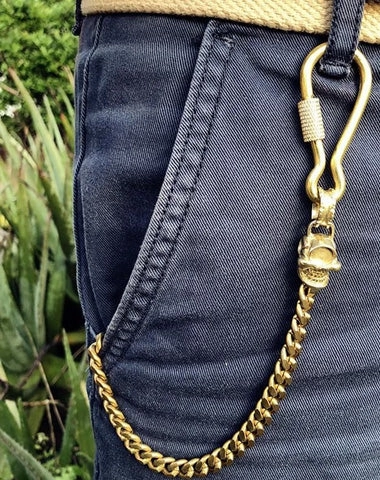 Badass Brass Copper Skull Mens Pants Chain Biker Wallet Chain 18?jeans chain jean chain For Men