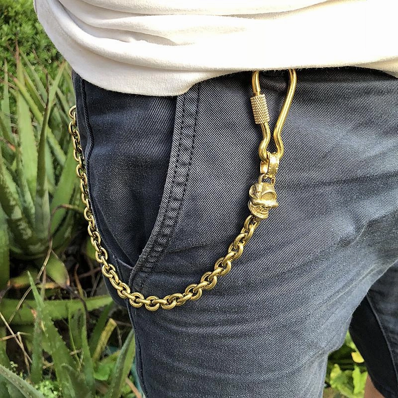 Badass Brass Copper Skull Mens Pants Chain Biker Wallet Chain 18?jeans chain jean chain For Men