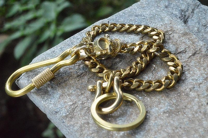 Badass Brass Copper Skull Mens Pants Chain Biker Wallet Chain 18?jeans chain jean chain For Men