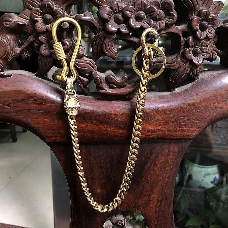 Badass Brass Copper Skull Mens Pants Chain Biker Wallet Chain 18?jeans chain jean chain For Men