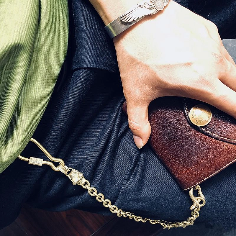 Badass Brass Copper Skull Mens Pants Chain Biker Wallet Chain 18?jeans chain jean chain For Men