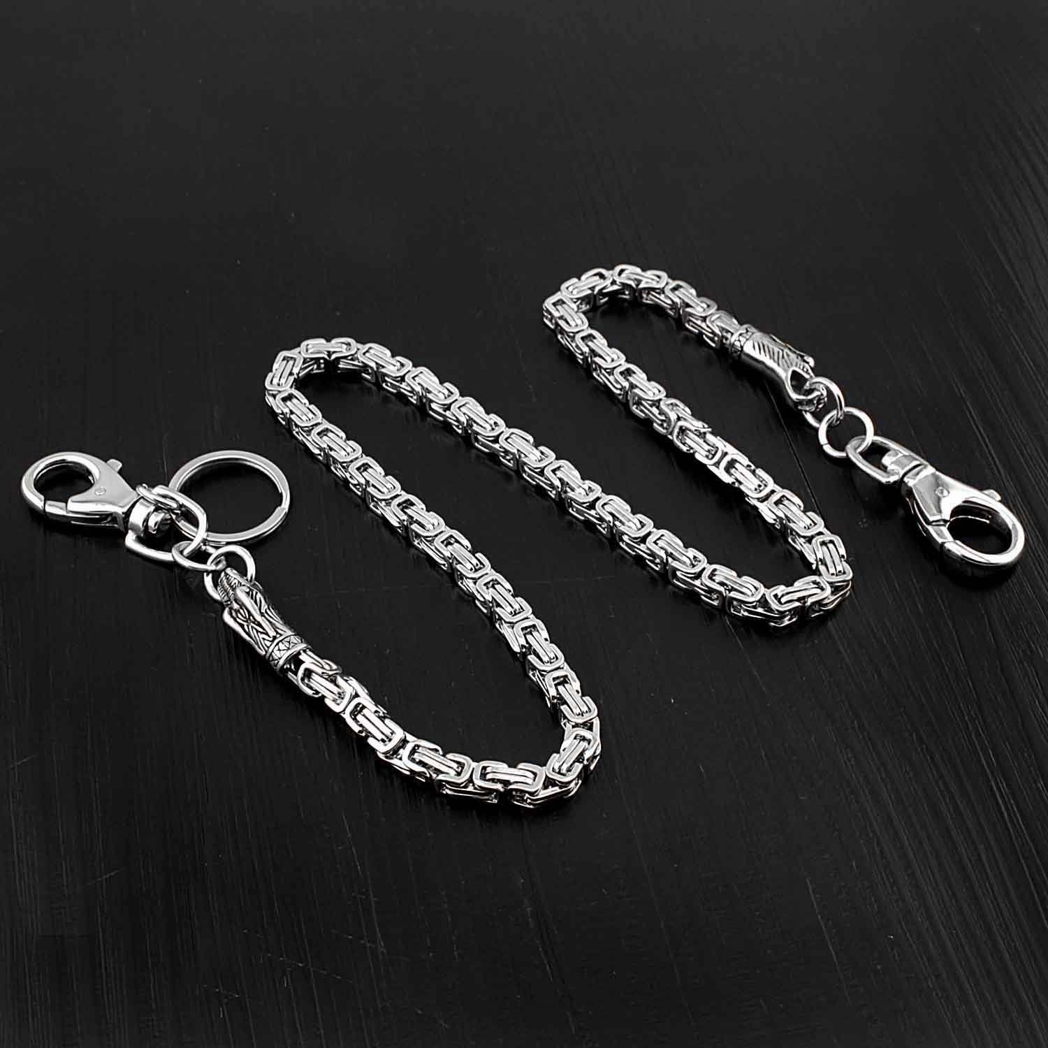 Badass Dragon Silver Long Biker Chain Wallet STAINLESS STEEL Pants Chain Wallet Chain For Men