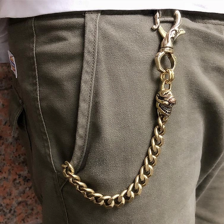 Badass Gold Skull Mens Wallet Chain Biker Wallet Chain 18?Pants Chain For Men