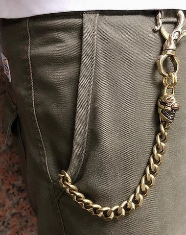 Badass Gold Skull Mens Wallet Chain Biker Wallet Chain 18?Pants Chain For Men