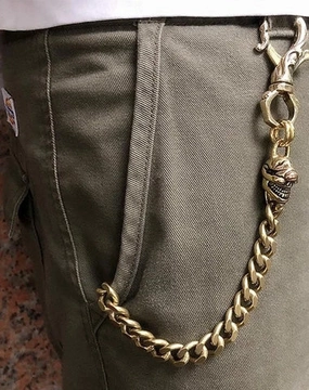 Badass Gold Skull Mens Wallet Chain Biker Wallet Chain 18?Pants Chain For Men