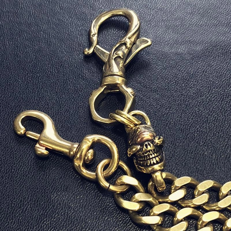 Badass Gold Skull Mens Wallet Chain Biker Wallet Chain 18?Pants Chain For Men