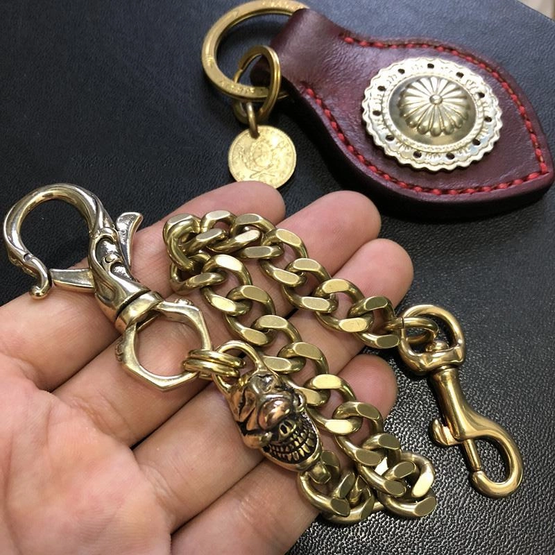 Badass Gold Skull Mens Wallet Chain Biker Wallet Chain 18?Pants Chain For Men