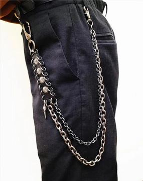 Badass Hip Hop Mens Metal Double Layer Wallet Chain Key Chain Pants Chain For Men