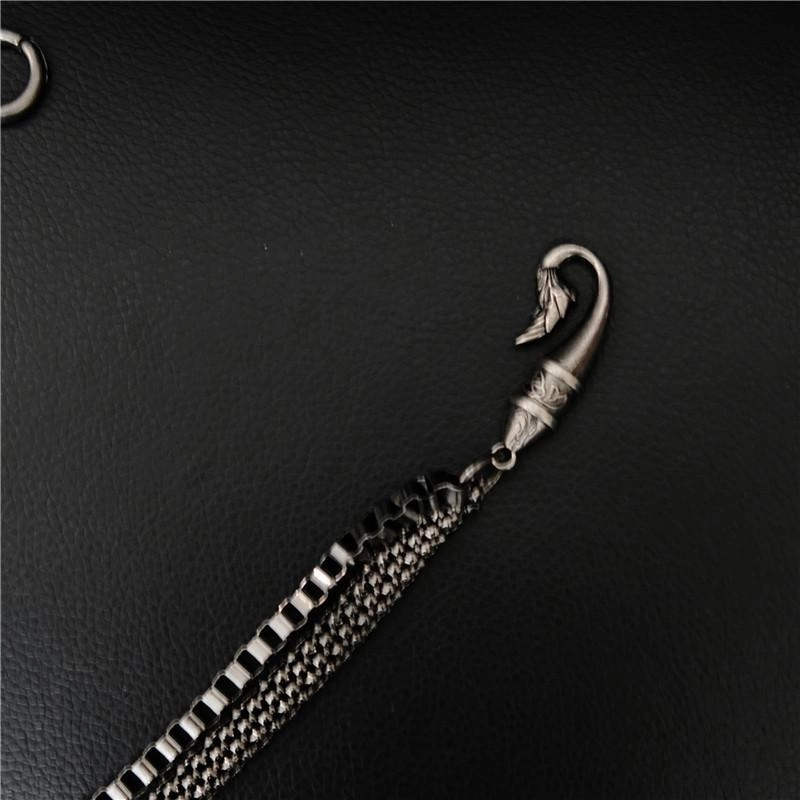 Badass Mens Leather Skull Key Chain Long Pants Chain Biker Wallet Chain For Men