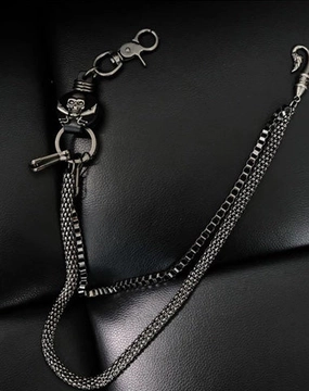 Badass Mens Leather Skull Key Chain Long Pants Chain Biker Wallet Chain For Men