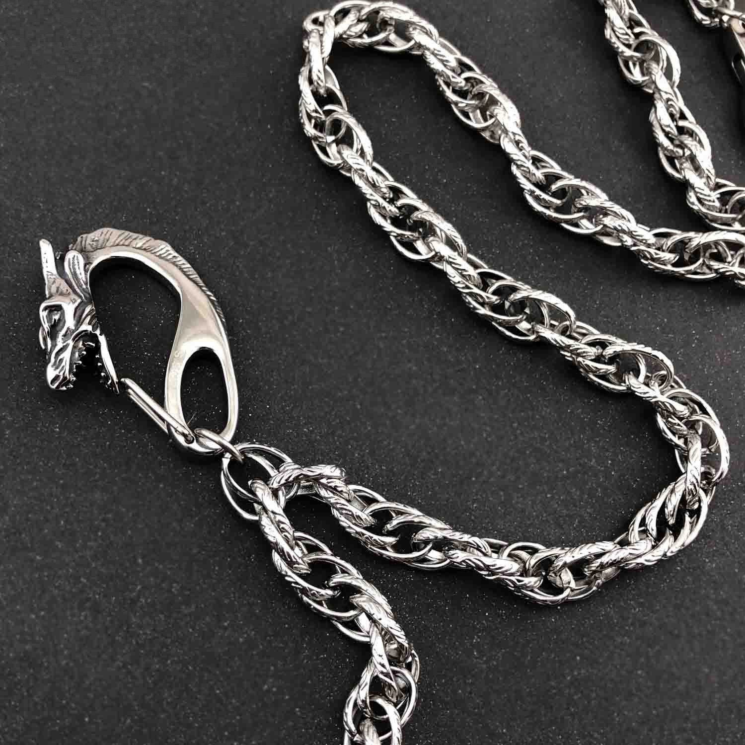 Badass Silver Dragon Mens Long Wallet Chain Pants Chain Key Chain Wallet Chain For Men