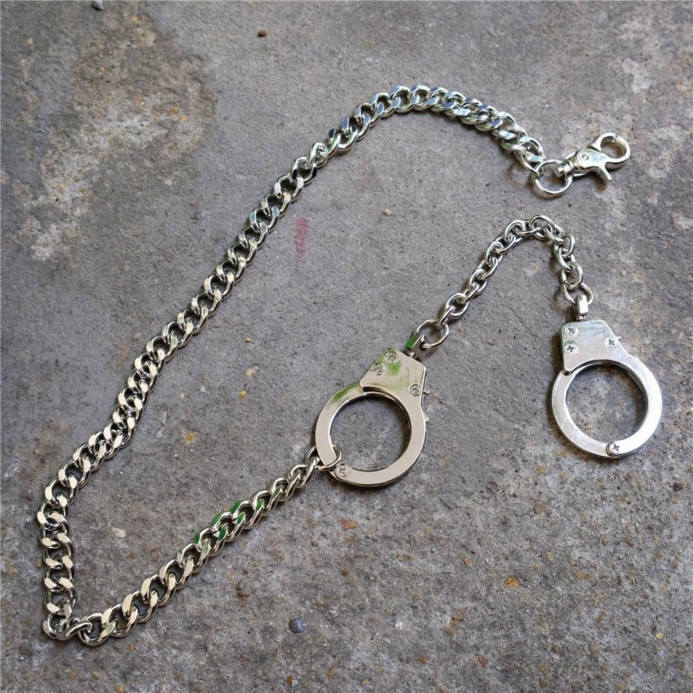 Badass Silver Mens Pants Chain Cool Hand-Cuffs Wallet Chain For Men