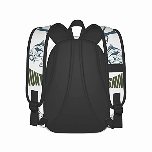 BAIW School Backpacks 16.9 Inch Print Design Student Bookbags Laptop Casual Rucksack Artistic Animals Emblem Moose Head Horns Trout Salmon Sea Fishes 