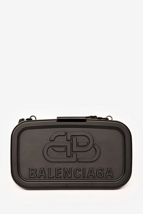 Balenciaga Black Plastic/Leather Logo Mini 'Lunchbox' Bag