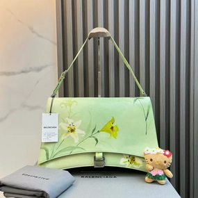 Balenciaga Hourglass Bag Light Green Leather Crossbody Bag