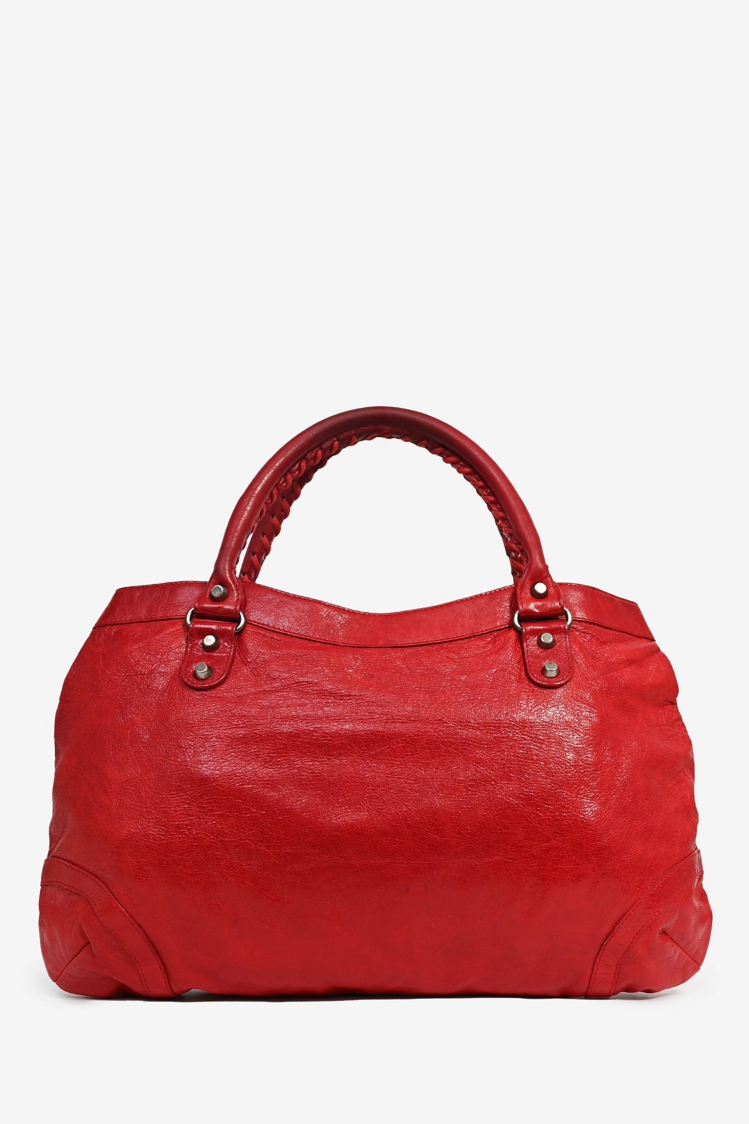 Balenciaga Red Leather Motocross 'Classic Purse' Top Handle Bag