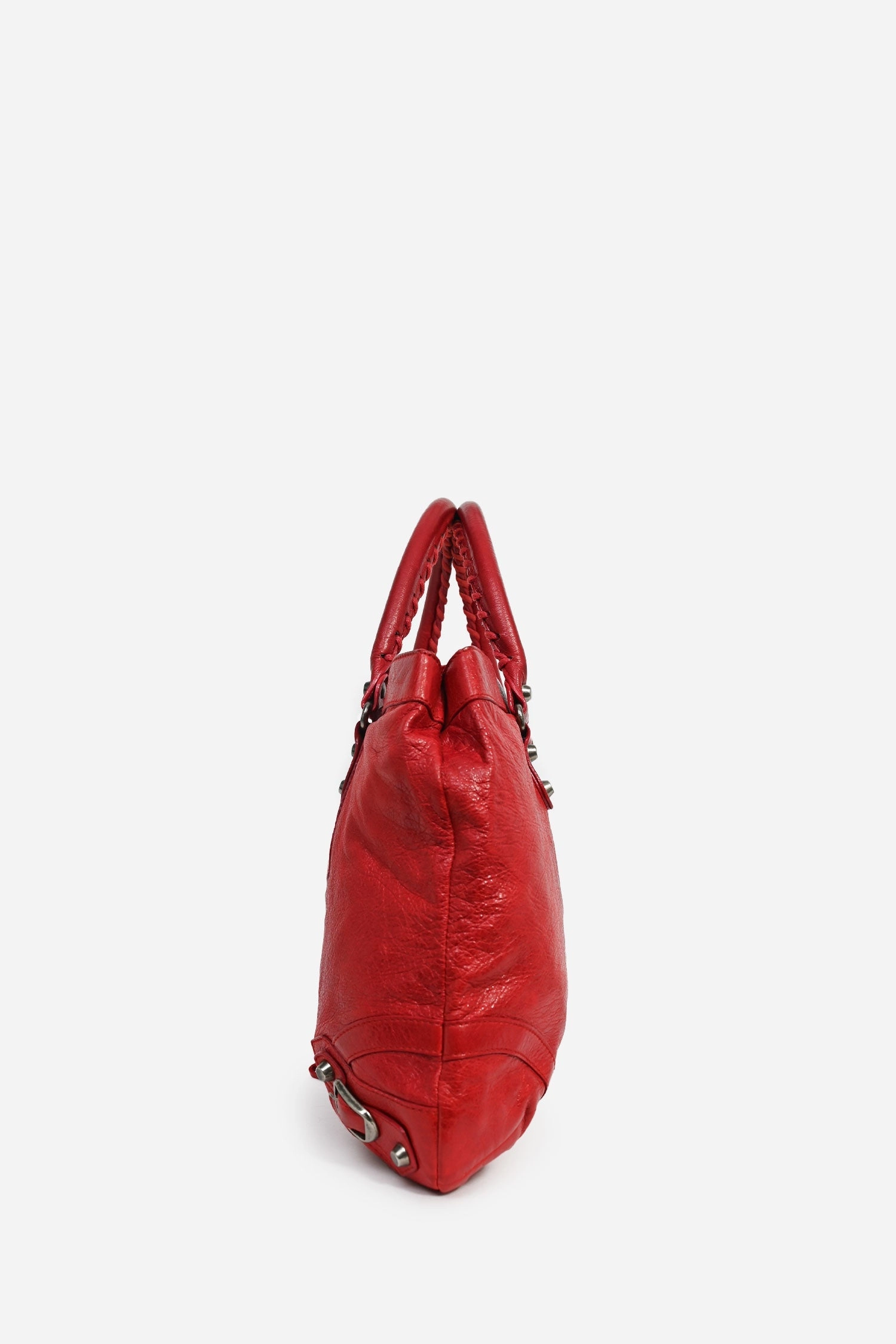 Balenciaga Red Leather Motocross 'Classic Purse' Top Handle Bag