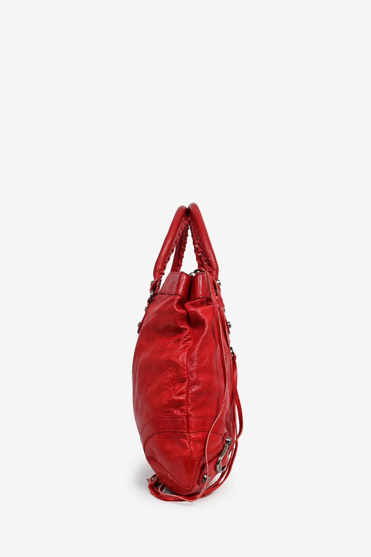 Balenciaga Red Leather Motocross 'Classic Purse' Top Handle Bag