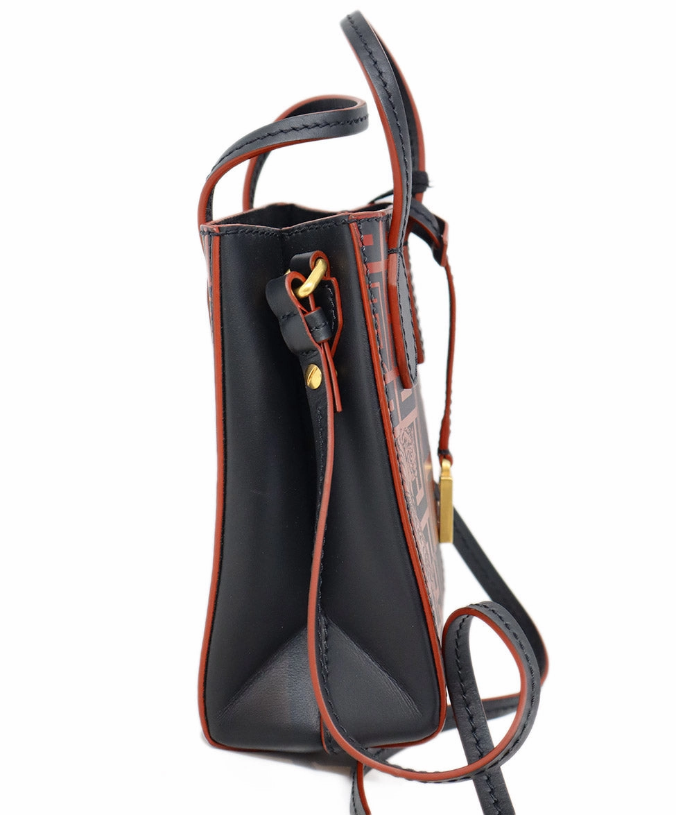 Balmain Red & Black Print Leather Crossbody