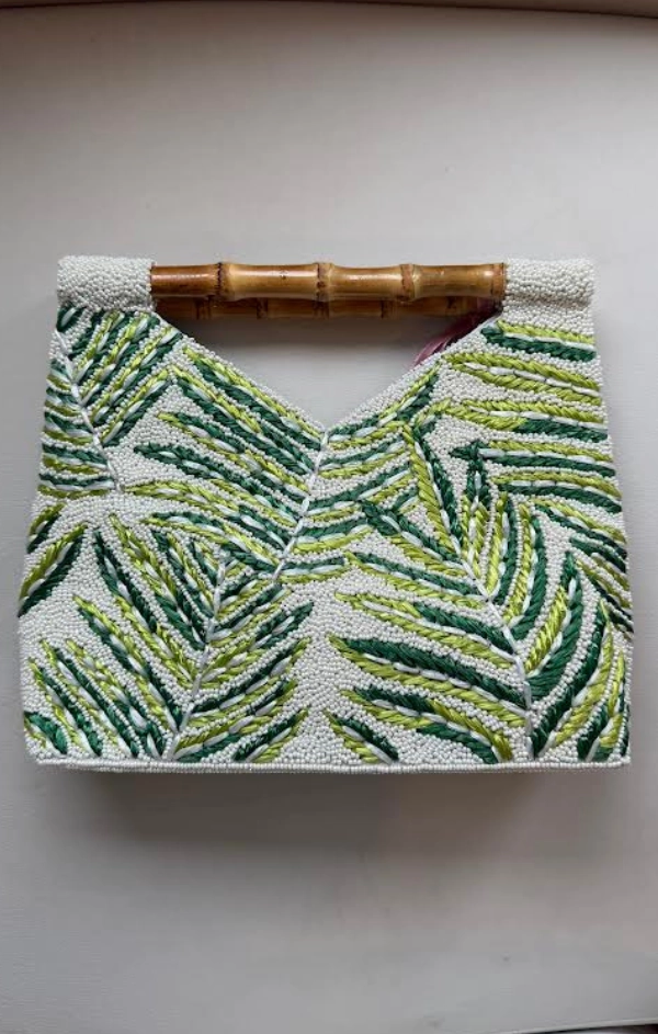 Bamboo Handle Beaded Bag
