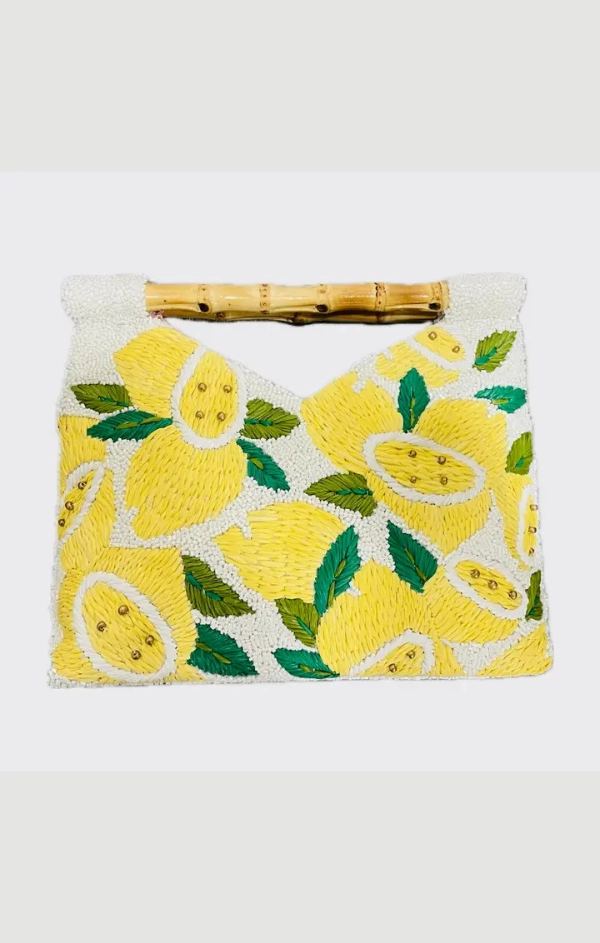 Bamboo Handle Beaded Bag