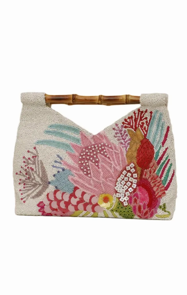 Bamboo Handle Beaded Bag