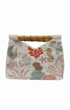 Bamboo Handle Beaded Bag