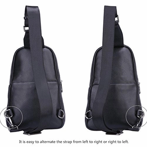 Banuce Top Grain Cowhide Leather Versatile Sling Bag Shoulder Chest Packs Cross Backpack