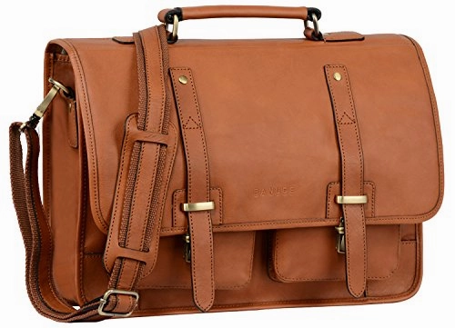 Banuce Vintage Full Grain Italian Leather Briefcase 15.6 Inch Laptop Messenger Bag for Men Business