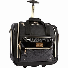 Bebe Women'S Danielle-Wheeled Under The Seat Carry On Bag, Black Croc