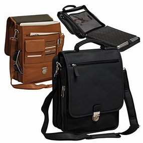 Bellino The Reporter Vertical Leather Briefcase (Bellino) - Black