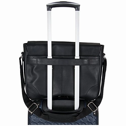 Ben Sherman Leather Single Compartment 15" Laptop Messenger Bag (RFID), Black