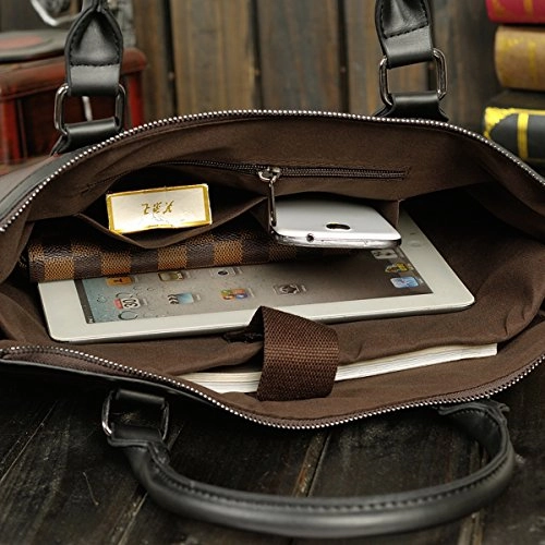 Berchirly Business Laptop Messenger Bag Briefcase Detachable Shoulder Strap Black