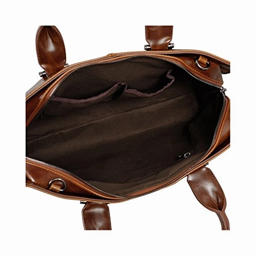 Berchirly Mens PU Leather Computer Business Laptop Briefcase Handbag For Men Coffee
