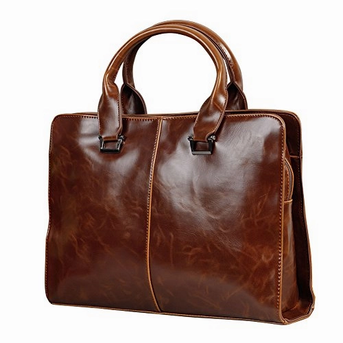 Berchirly Mens PU Leather Computer Business Laptop Briefcase Handbag For Men Coffee