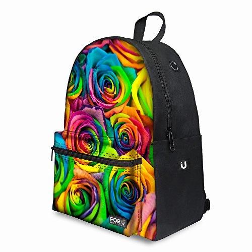 Bigcardesigns Women Flower Canvas Bookbag Backpack Notebook Laptop Bag