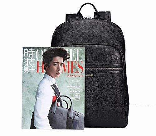 BISON DENIM Classic School Laptop Backpack Genuine Leather Book Bag College Travel Hiking Daypack