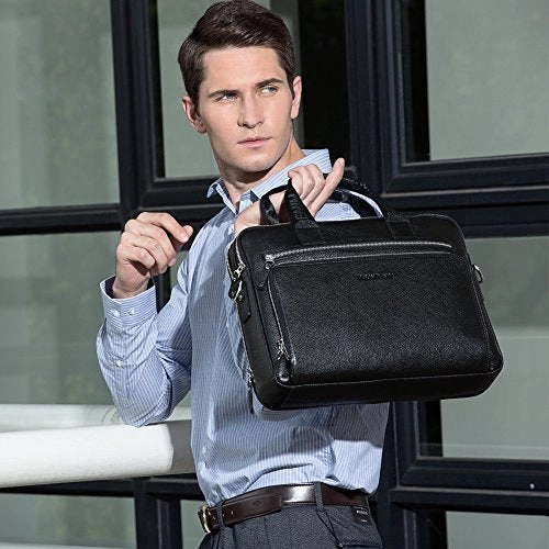 Bison Denim Genuine Leather Briefcase Messenger Bag Shoulder Cross-Body Bag Laptop Business Bag For