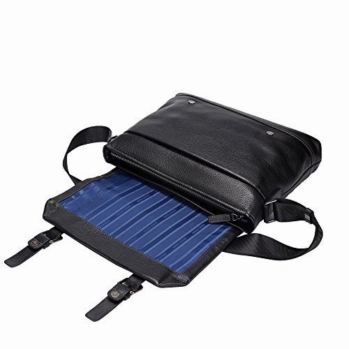 Bison Denim Mens Genuine Leather Briefcase Laptop Bag Messenger Shoulder Bag Black