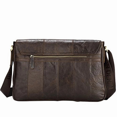 Bison Denim Vintage Genuine Leather Cross Body Messenger Bag Laptop Shoulder Bag Briefcase Brown