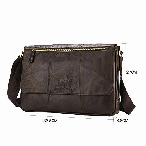 Bison Denim Vintage Genuine Leather Cross Body Messenger Bag Laptop Shoulder Bag Briefcase Brown