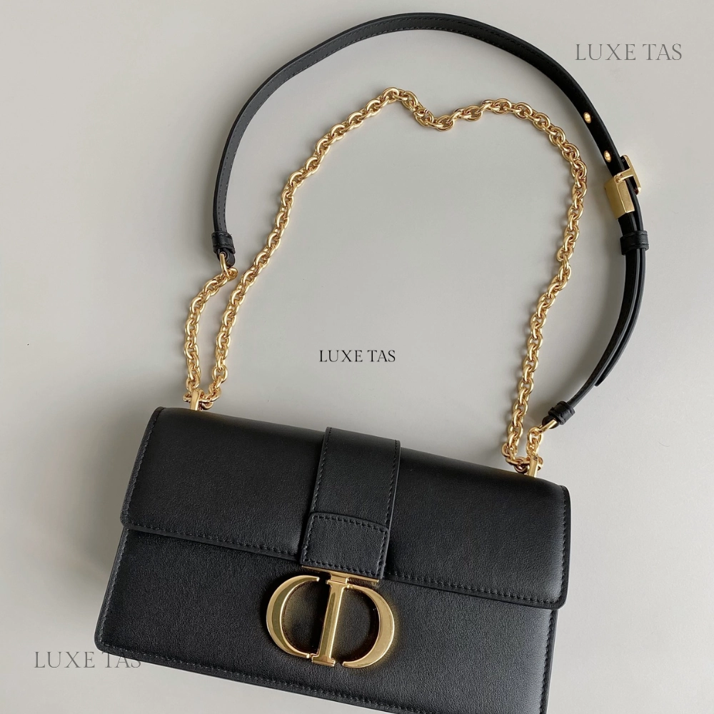 Black 30 Montaigne East-West Bag With Chain Leather Crossbody Bag for Women