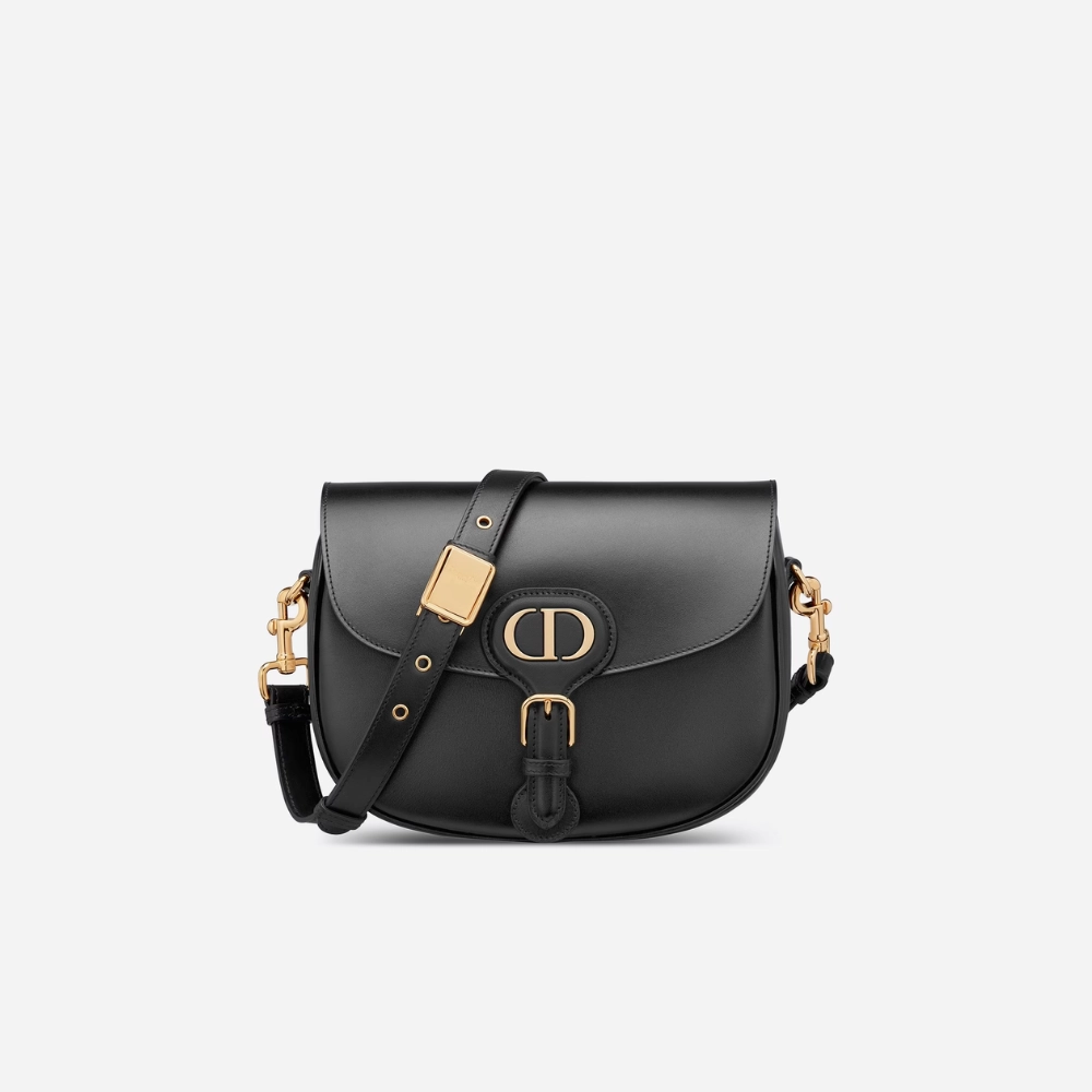 Black Box Calfskin Medium D Bobby Bag Leather Crossbody Bag for Women